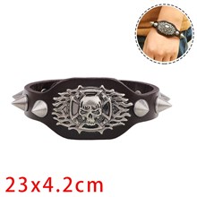 Punk Rivet Skull PU Leather Bracelet Wristband