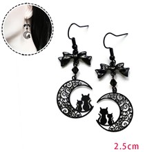 Cat on Moon Fashion Black Earrings Cute Earrings Gift for Girls Women Jewelry