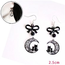 Cat on Moon Fashion Black Earrings Cute Earrings Gift for Girls Women Jewelry