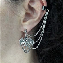 Punk Dragon Earring With Chain