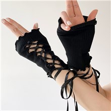 Gothic Punk Y2K Black Women's Fingerless Short Gloves