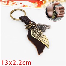 Punk Angel Wings Leather Alloy Keychain Key Ring 