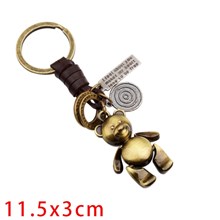 Punk Teddy Bear Leather Alloy Keychain Key Ring 