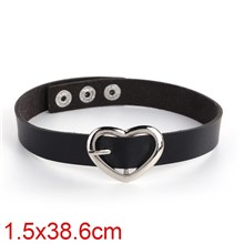 Punk Alloy Love Heart Black PU Leather Necklace Gothic Choker
