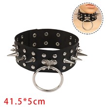 Gothic Lolita Punk PU Leather Rivet Necklace Black Choker