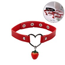 Gothic Lolita Punk PU Leather Necklace Heart Choker Cosplay