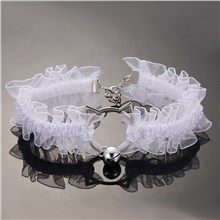 Gothic Lolita Punk Cat Shape White Lace Necklace Bell Choker Cosplay