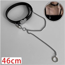 Punk Heart PU Leather Choker Necklace With Chain