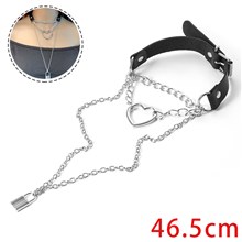 Punk Alloy Lock Love Heart PU Leather Necklace Gothic Choker