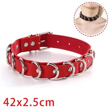 Punk Alloy Red PU Leather Necklace Gothic Choker