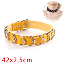 Punk Alloy Yellow PU Leather Necklace Gothic Choker