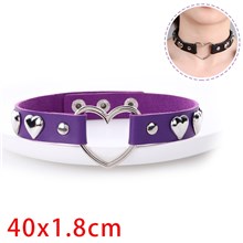 Punk Love Heart Purple PU Leather Necklace Gothic Choker