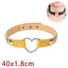 Punk Love Heart Yellow PU Leather Necklace Gothic Choker