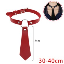 Punk Red PU Leather Necklace Gothic Choker Tie