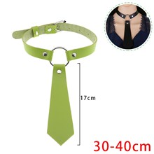 Punk Green PU Leather Necklace Gothic Choker Tie