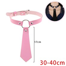 Punk Pink PU Leather Necklace Gothic Choker Tie