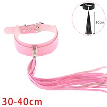 Punk Pink PU Leather Tassel Necklace Gothic Choker