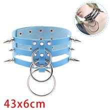 Punk Rivet PU Leather Necklace Gothic 3 Row O Ring Choker