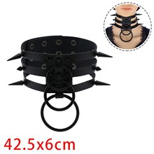 Punk Rivet PU Leather Necklace Gothic 3 Row O Ring Choker