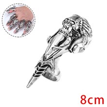 Skull Knuckle Joint Full Finger Double Ring Punk Rock Gothic  Rings Halloween Cosplay  Accessories 
