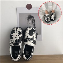 Cow Print Womens Loafers Punk Cosplay Shoes