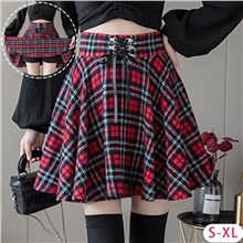 Punk Red Plaid Skirt Cosplay Costume