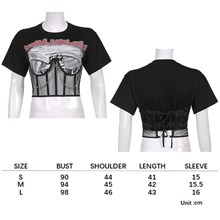 Black Womens Graphic Tees Vintage Gothic Punk Crop Top Short Sleeve Aesthetic T-Shirts Streetwear