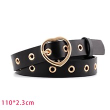 Black PU Leather Waist Belt With Gold Color Heart Buckle,Punk Cosplay