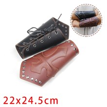 Punk Viking Bracers Medieval Leather Bracers Arm Armor Cuff Leather Gauntlet Wristband Set