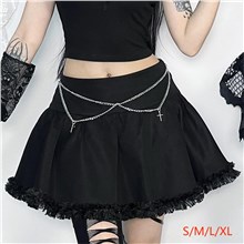 Gothic Skirt Punk Sexy Mini Black Skirt With Chain