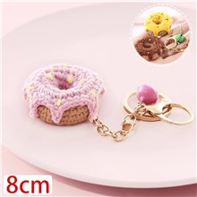 Crochet Doughnut Bag Charm Keychain Food Keychain Cute Key Ring
