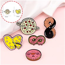 Doughnut Pizza Enamel Pins Brooch Badge Set