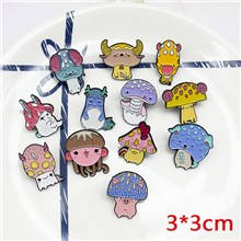 Cute Enamel Pins Funny Anime Toadstool Pins Mushroom Lapel Badge Brooch Set