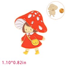 Cute Cartoon Animal Mushroom Girl Enamel Pin Brooch