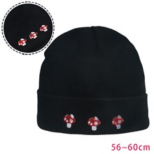 Mushroom Black Knit Hat