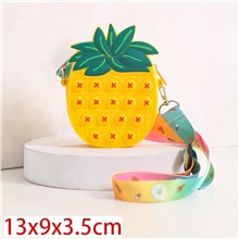 Cute Pineapple Pop Shoulder Bag Fruits Fidget Toy Silicone Bag