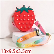 Cute Strawberry Pop Shoulder Bag Fruits Fidget Toy Silicone Bag