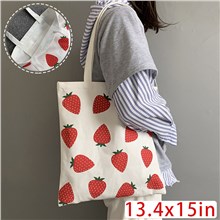 Cute Cartoon Fruits Strawberry Canvas Shopping Bag Tote Bag Shoulder Bag
