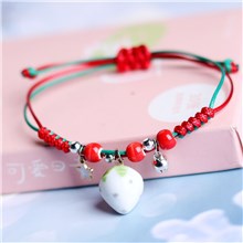 Cute Funny Strawberry Bracelets Colorful Beaded Luck String Rope Chain Braided Bracelet 