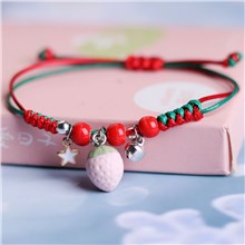 Cute Funny Strawberry Bracelets Colorful Beaded Luck String Rope Chain Braided Bracelet 