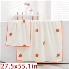 Cute Orange Coral Velvet Hand Towel and Bath Towel Set