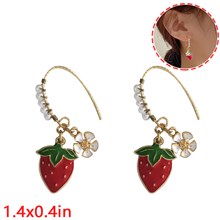 Cute Strawberry Alloy Dangle Earrings Fruits Drop Earrings