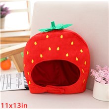 Funny Novelty Cute Strawberry Plush Hat Photo Props Dress Up Hat Cosplay Halloween Party Costume Headgear