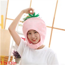 Funny Novelty Cute Strawberry Plush Hat Photo Props Dress Up Hat Cosplay Halloween Party Costume Headgear