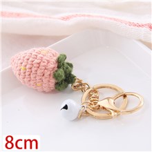 Crochet Strawberry Bag Charm Keychain Fruit Keychain Cute Key Ring