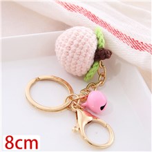 Crochet Peach Bag Charm Keychain Fruit Keychain Cute Key Ring