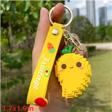 Cute Mango Silicone Toy Keychain Lanyard Wristlet Strap