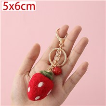 Cute Strawberry Fruit Plush Keychain Key Ring