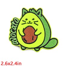 Cute Avocado Cat Embroidered Badge Patch