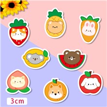 Cute Strawberry Fruits Dog Cat Rabbit Acrylic Pins Set